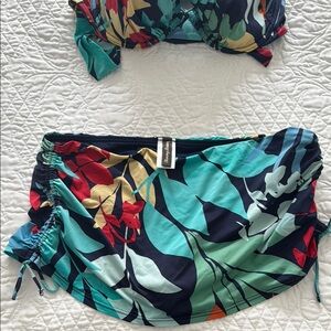 Tommy Bahama Blue and Tan Bikini Bottom